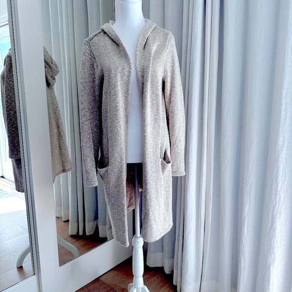 Jenni Kayne Cotton Linen blend long hooded cardigan - Picture 2 of 8